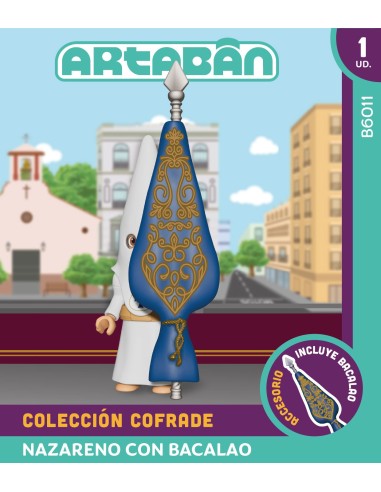 Nazareno con Bandera de Hermandad Hdad de cola blanco