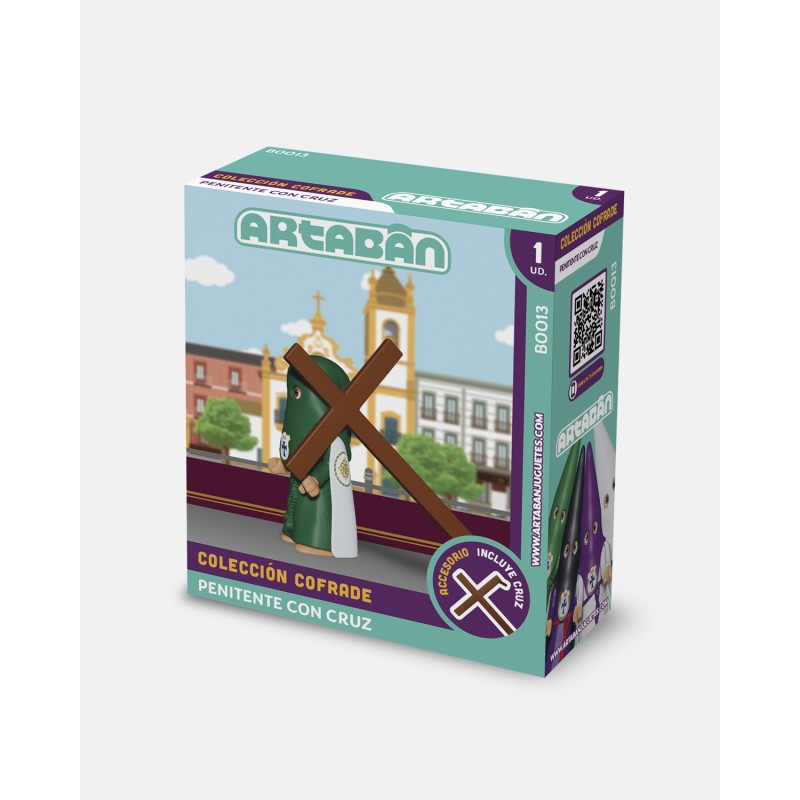Juguetes Semana Santa Artabán: penitente verde de capa con cruz