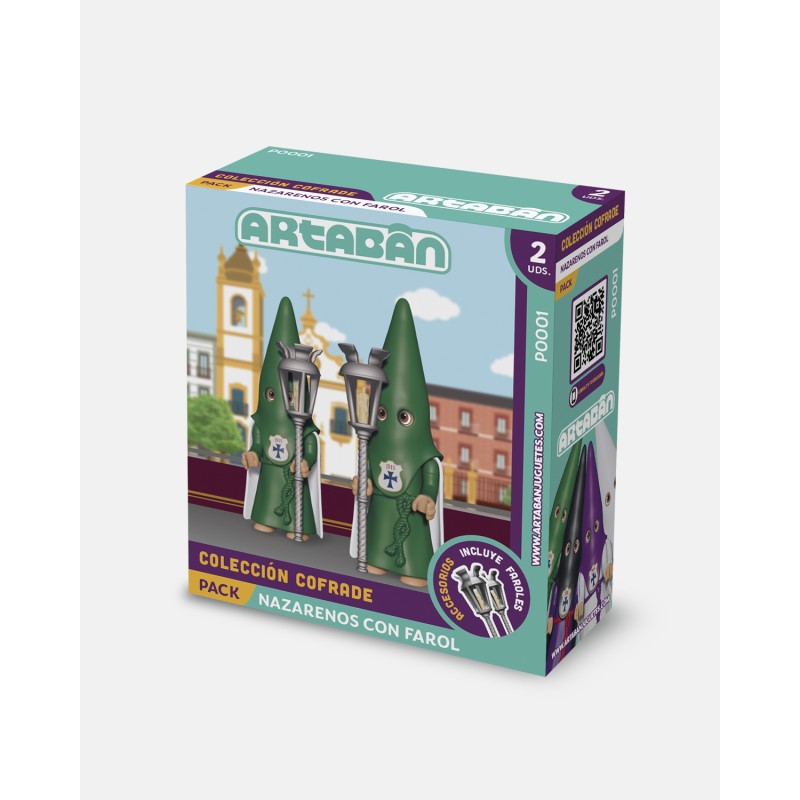 Juguetes Semana Santa Artabán: Pack nazareno verde de capa con farol