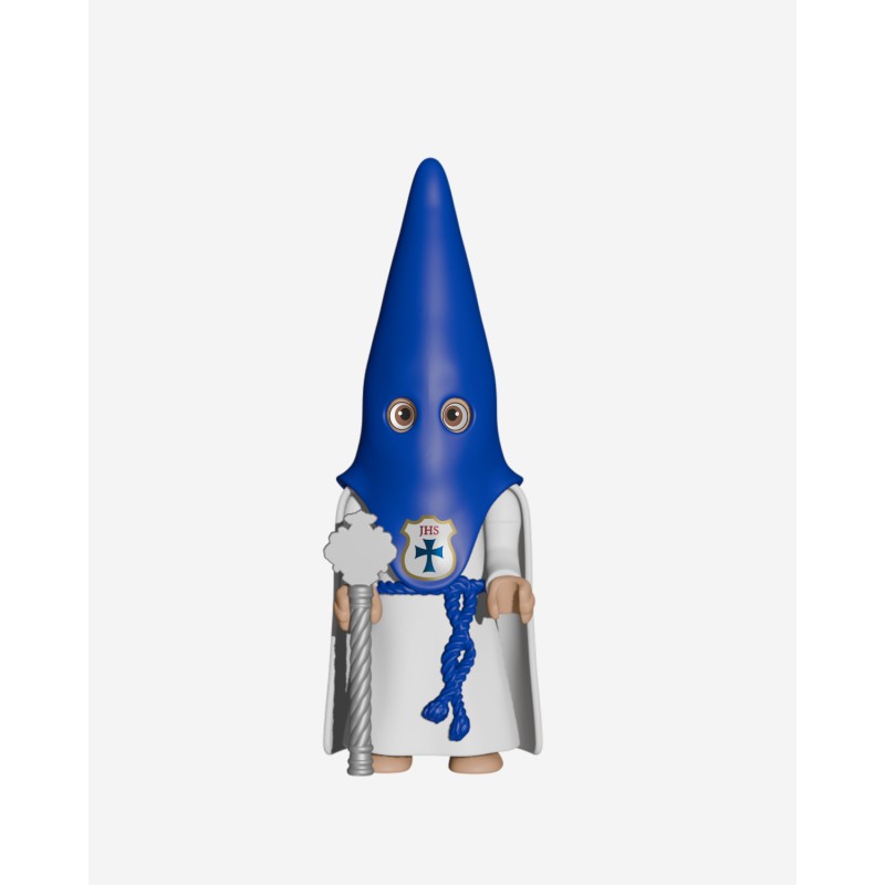Juguetes Semana Santa Artabán: nazareno azul de capa con vara corta plateada