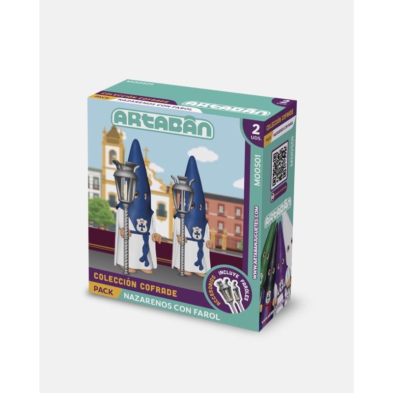 Juguetes Semana Santa Artabán: nazarenos azules de capa con faroles