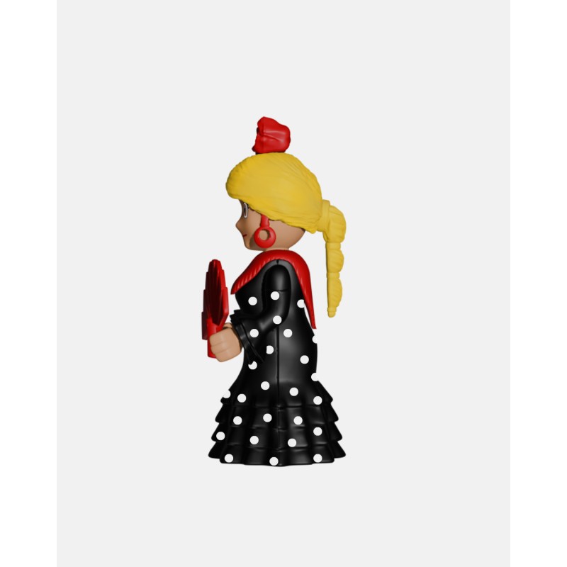 Juguetes de Feria Artabán: flamenca negra con lunares blancos