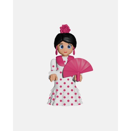 Juguetes de Feria Artabán: flamenca blanca con lunares rosa claro