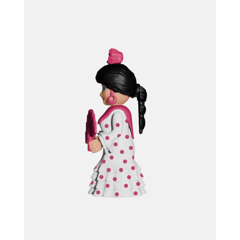 Juguetes de Feria Artabán: flamenca blanca con lunares rosa claro