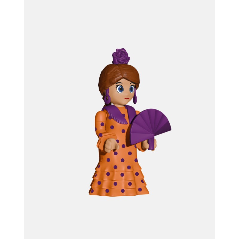 Juguetes de Feria Artabán: flamenca naranja con lunares morados