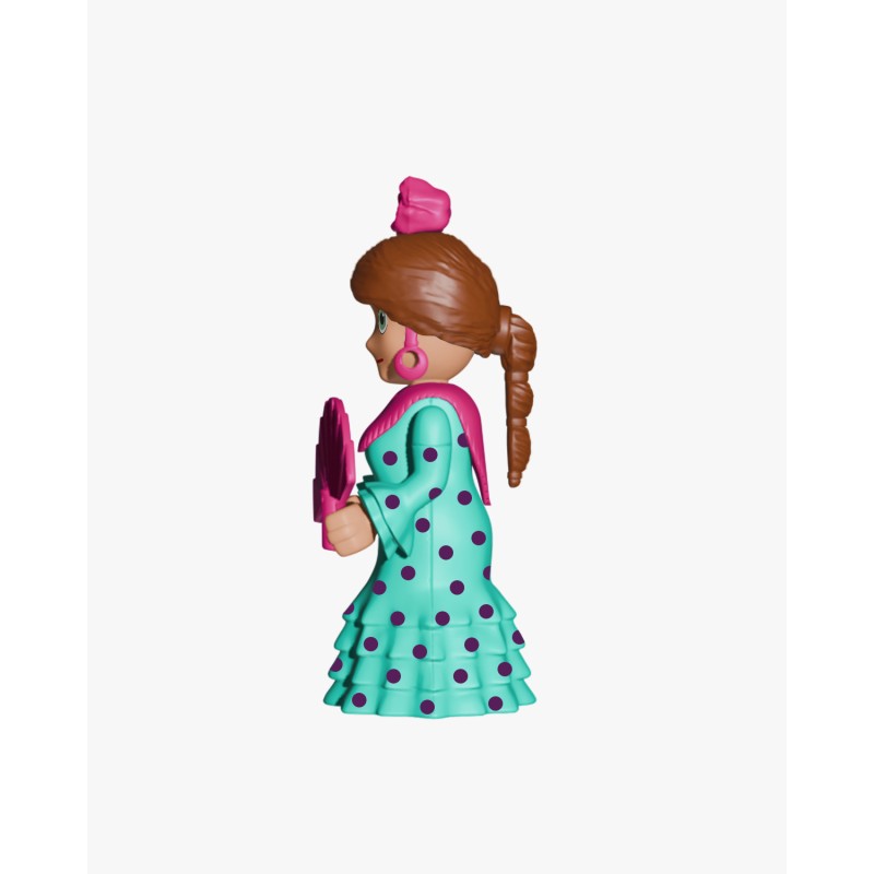 Juguetes de Feria Artabán: flamenca aqua con lunares morados