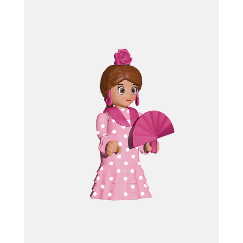 Juguetes de Feria Artabán: flamenca rosa claro con lunares blancos