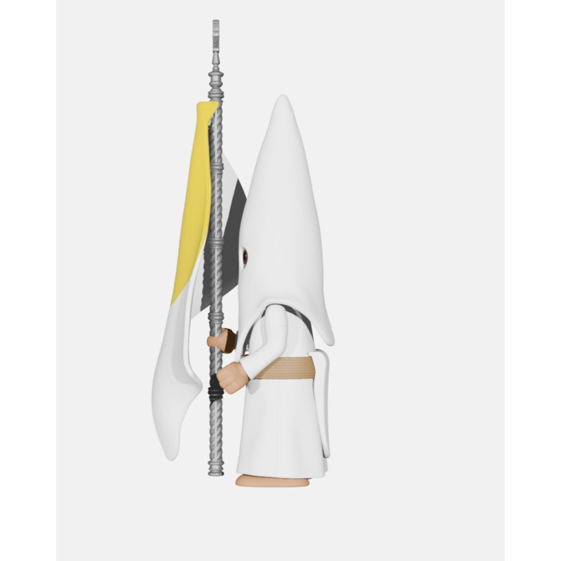 Juguetes Semana Santa Artabán: nazareno blanco de cola con bandera pontificia