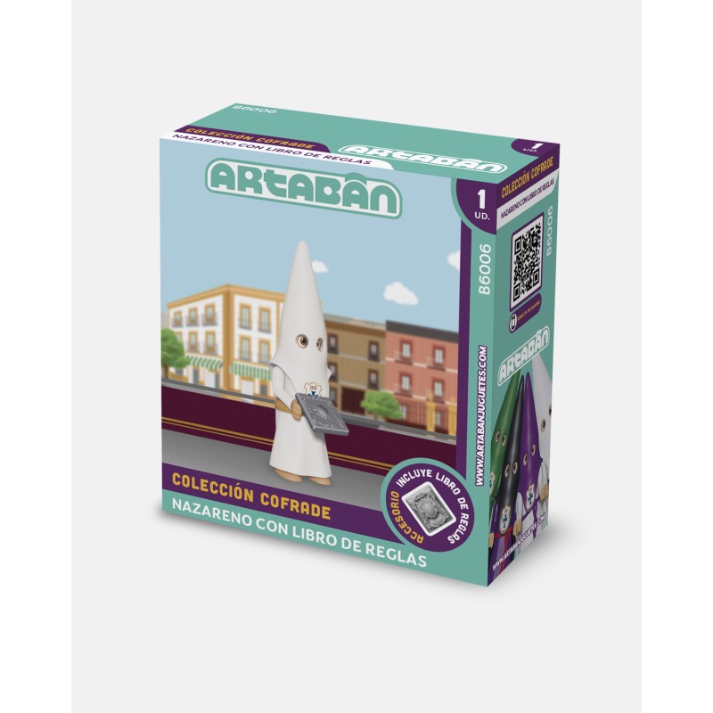 Juguetes Semana Santa Artabán: nazareno blanco de cola con libro de reglas