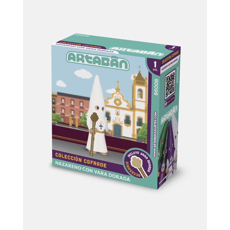 Juguetes Semana Santa Artabán: nazareno blanco de cola con vara dorada
