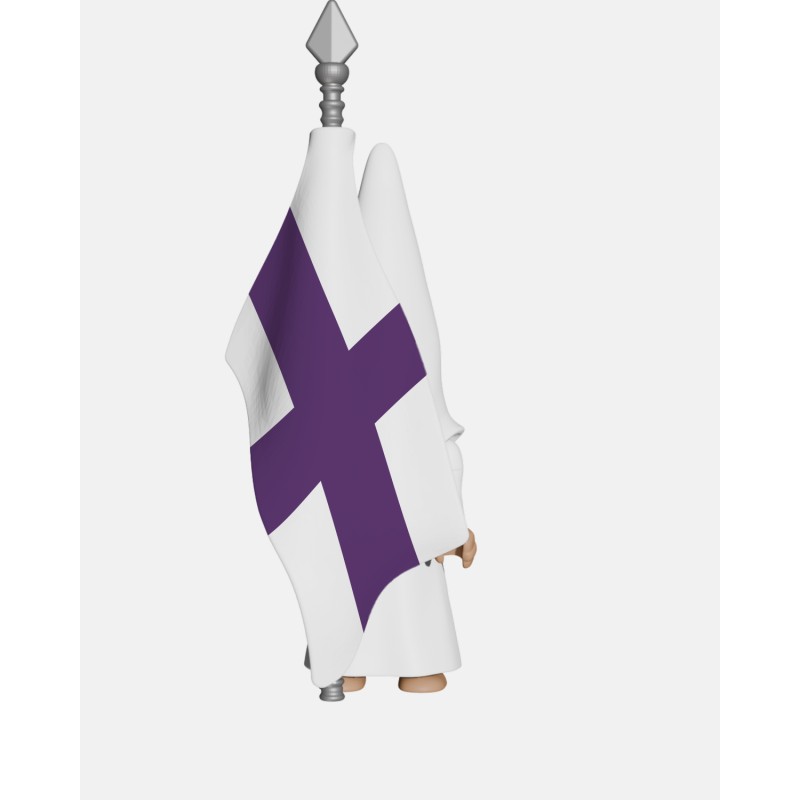 Juguetes Semana Santa Artabán: nazareno blanco de cola con bandera de hermandad