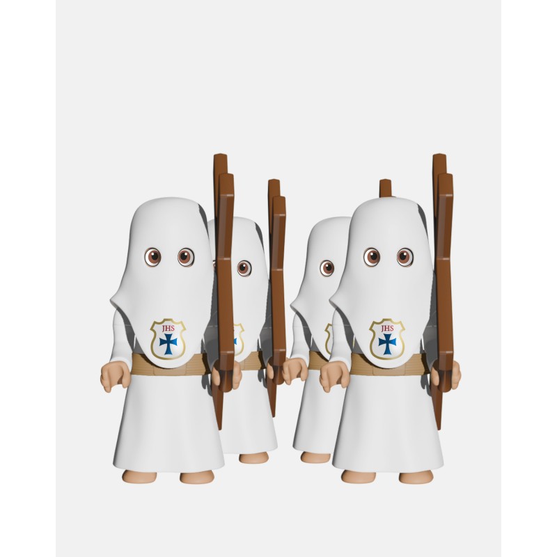 Pack 4 Penitentes Cola Blanco Cruz P6005 · Semana Santa · Artabán Juguetes