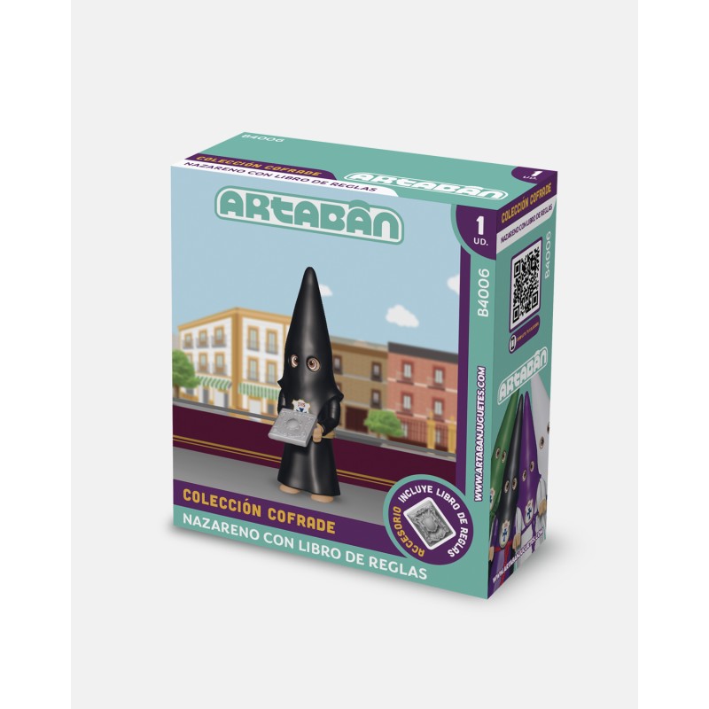 Juguetes Semana Santa Artabán: nazareno negro de cola con libro de reglas