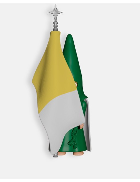 Juguetes Semana Santa Artabán: nazareno verde de capa con bandera pontificia