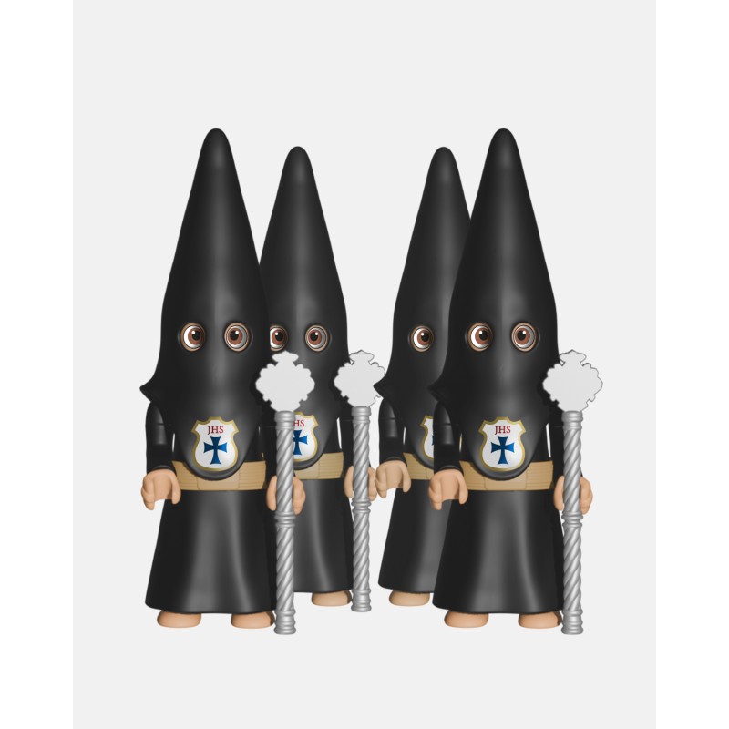 Pack 4 Nazarenos Cola Negro Vara Larga Plateada P4003 · Semana Santa · Artabán Juguetes