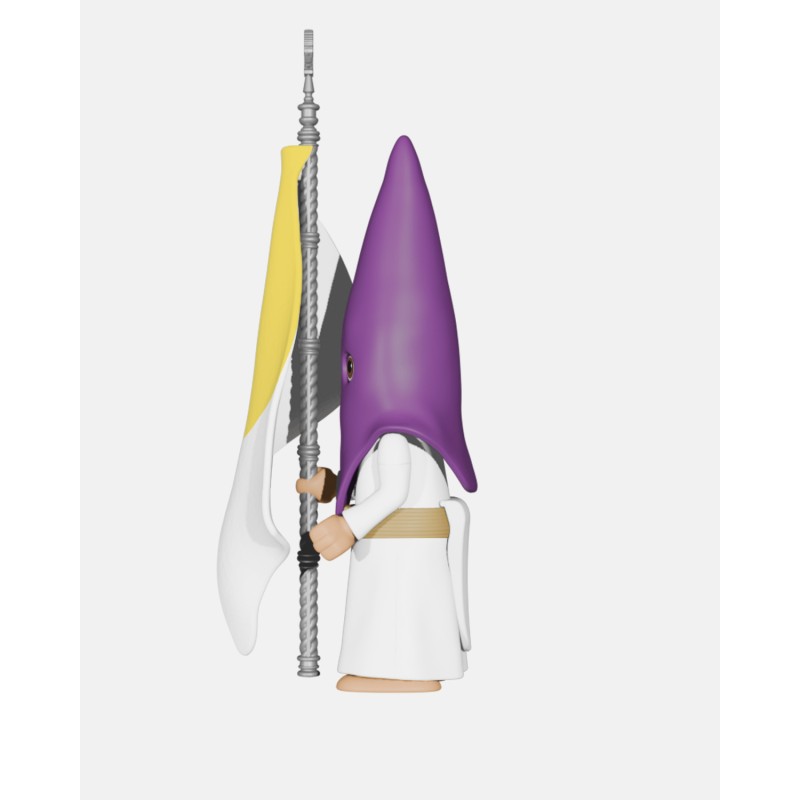 Juguetes Semana Santa Artabán: nazareno morado de cola con bandera pontificia