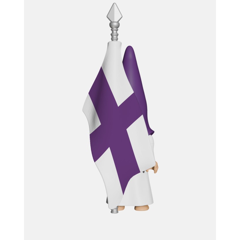 Juguetes Semana Santa Artabán: nazareno morado de cola con bandera de hermandad