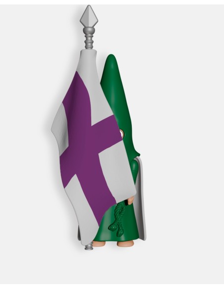 Juguetes Semana Santa Artabán: nazareno verde de capa con bandera de hermandad