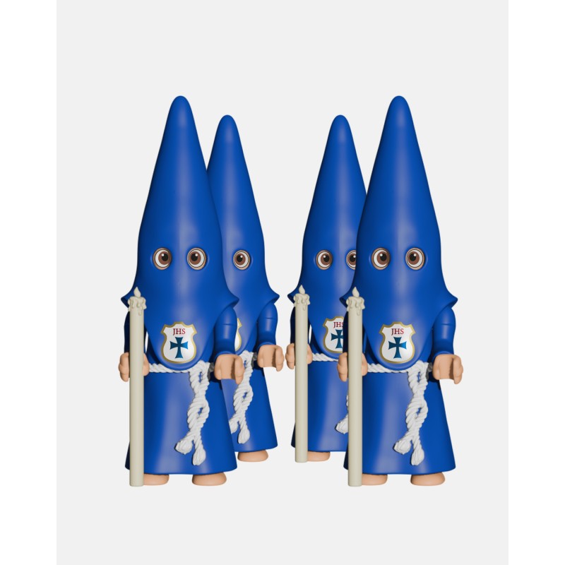 PACK 4 Nazarenos cola azul + Cirio