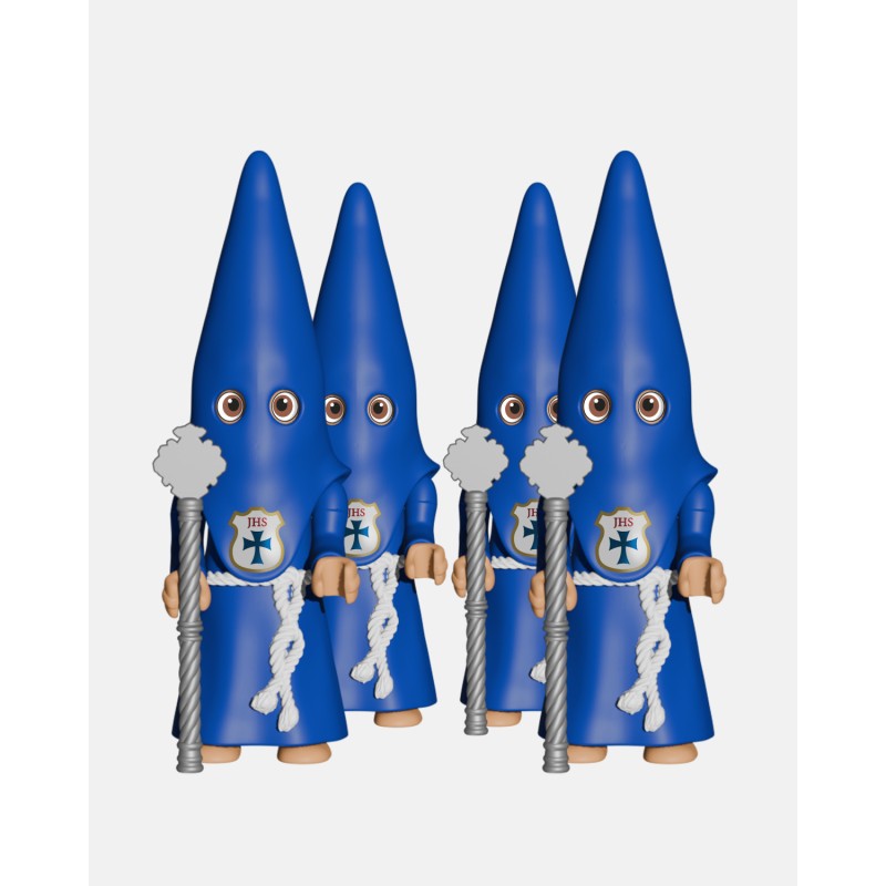 PACK 4 Nazarenos cola azul + Vara Larga Plateada