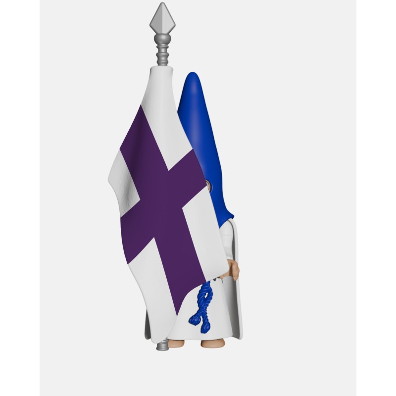 Juguetes Semana Santa Artabán: nazareno azul de capa con bandera de hermandad