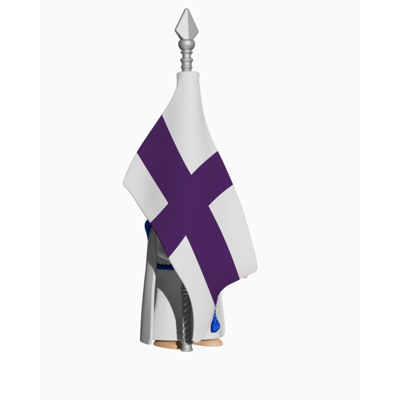 Juguetes Semana Santa Artabán: nazareno azul de capa con bandera de hermandad