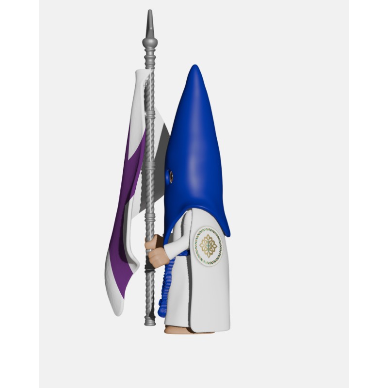 Juguetes Semana Santa Artabán: nazareno azul de capa con bandera de hermandad