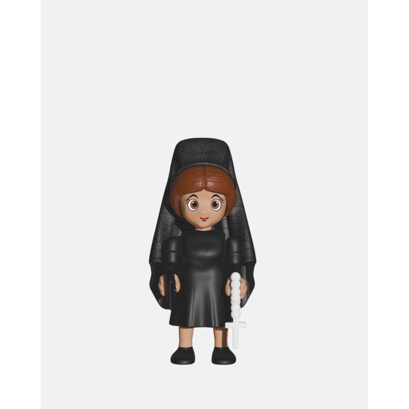 Juguetes Semana Santa Artabán: mujer de mantilla con rosario y peineta negra
