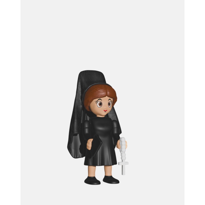 Juguetes Semana Santa Artabán: mujer de mantilla con rosario y peineta negra