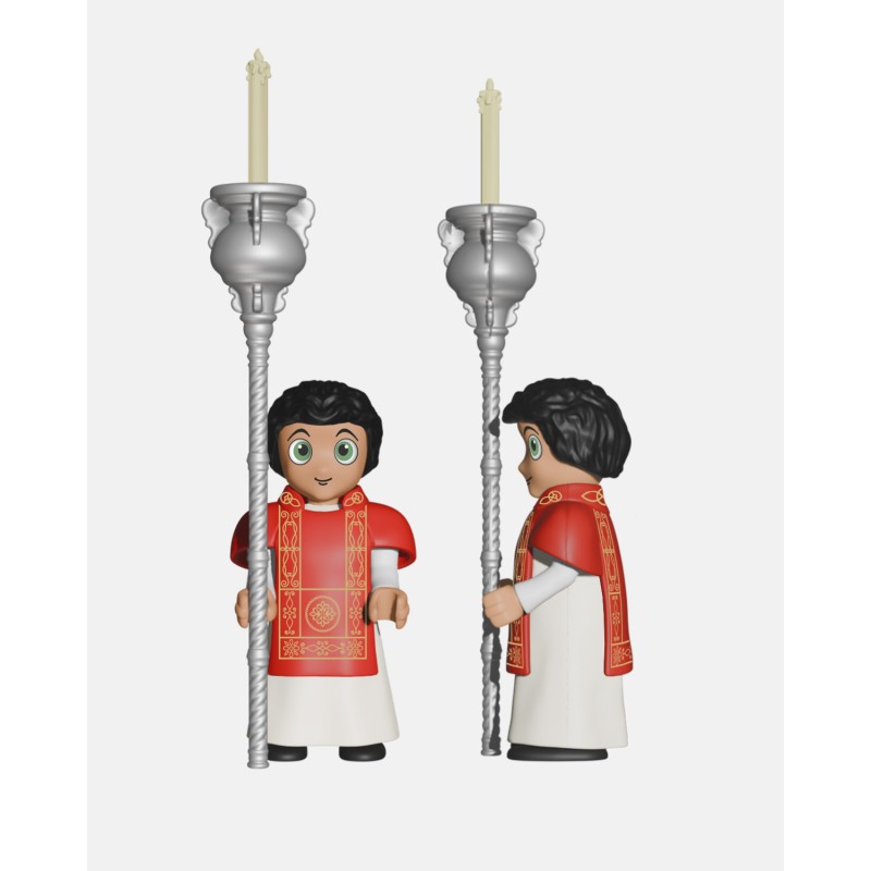 Juguetes Semana Santa Artabán: acólitos rojos con pértiga y ciriales