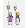 Juguetes Semana Santa Artabán: acólitos morados con cruz parroquial y ciriales