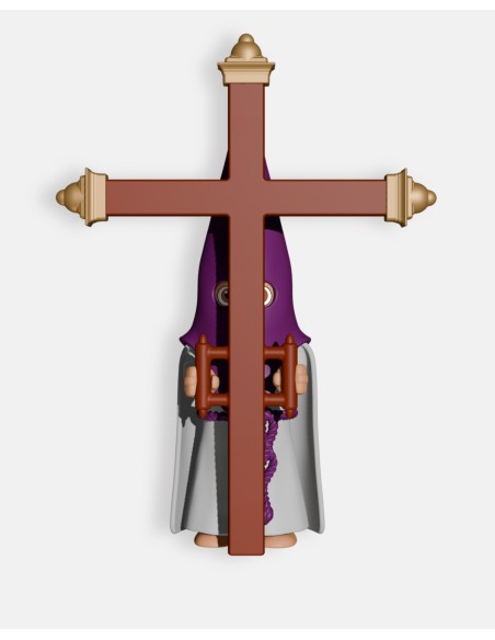 Juguetes Semana Santa Artabán: nazareno morado de capa con cruz de guía