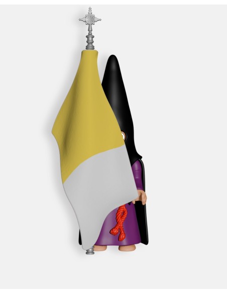 Juguetes Semana Santa Artabán: nazareno negro de capa con bandera pontificia