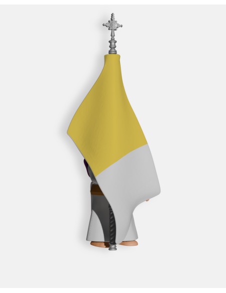 Juguetes Semana Santa Artabán: nazareno morado de cola con bandera pontificia