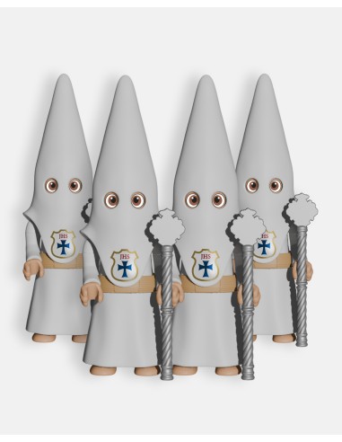 Pack 4 Nazarenos Cola Blanco Vara Larga Plateada P6003 · Semana Santa · Artabán Juguetes