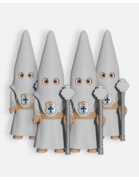 Pack 4 Nazarenos Cola Blanco Vara Larga Plateada P6003 · Semana Santa · Artabán Juguetes