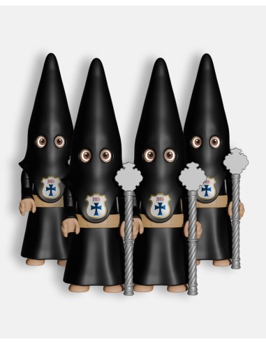 Pack 4 Nazarenos Cola Negro Vara Larga Plateada P4003 · Semana Santa · Artabán Juguetes