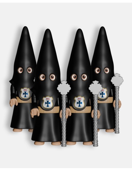 Pack 4 Nazarenos Cola Negro Vara Larga Plateada P4003 · Semana Santa · Artabán Juguetes