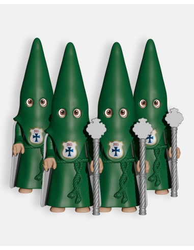 Pack 4 Nazarenos Verde Vara Larga Plateada P0003 · Semana Santa · Artabán Juguetes