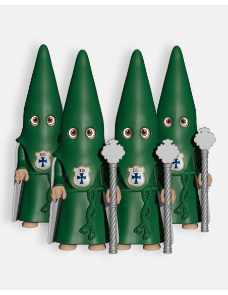 Pack 4 Nazarenos Verde Vara Larga Plateada P0003 · Semana Santa · Artabán Juguetes