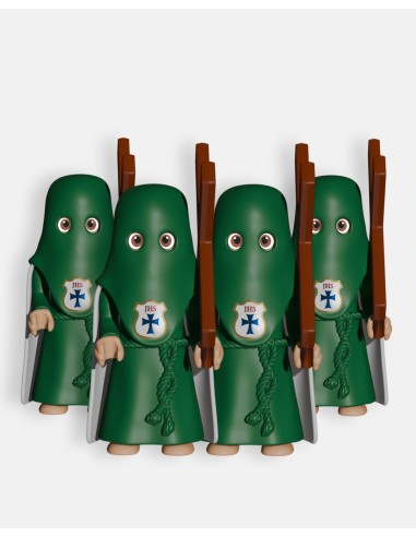 Pack 4 Penitentes Verde Cruz P0005 · Semana Santa · Artabán Juguetes