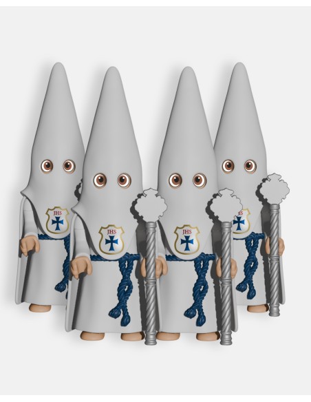 Pack 4 Nazarenos Blanco Vara Larga Plateada P1003 · Semana Santa · Artabán Juguetes