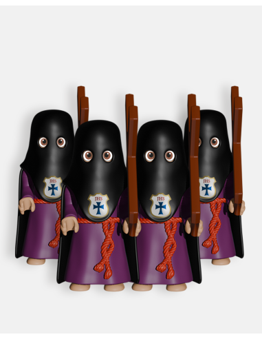 Pack 4 Penitentes Negro con Cruz P3005 · Semana Santa · Artabán Juguetes