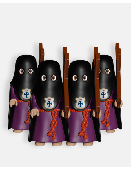 Pack 4 Penitentes Negro con Cruz P3005 · Semana Santa · Artabán Juguetes