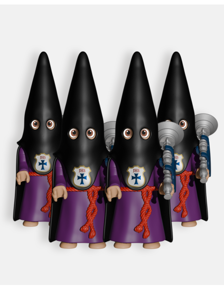 Pack 4 Nazarenos Negro con Bocinas P3004 · Semana Santa · Artabán Juguetes