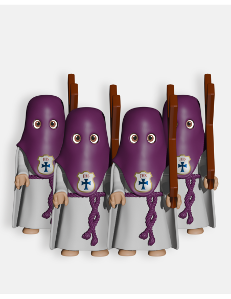 Pack 4 Penitentes Morado con Cruz P2005 · Semana Santa · Artabán Juguetes