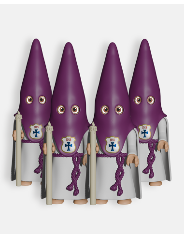 Pack 4 Nazarenos Morado con Cirio B1214 · Semana Santa · Artabán Juguetes