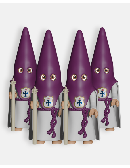 Pack 4 Nazarenos Morado con Cirio B1214 · Semana Santa · Artabán Juguetes