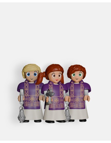Pack 3 Acólitos Morados con Naveta e Incensarios P9017 · Semana Santa · Artabán Juguetes
