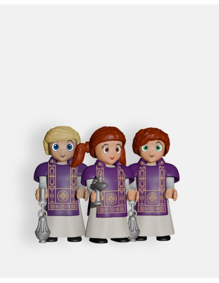 Pack 3 Acólitos Morados con Naveta e Incensarios P9017 · Semana Santa · Artabán Juguetes